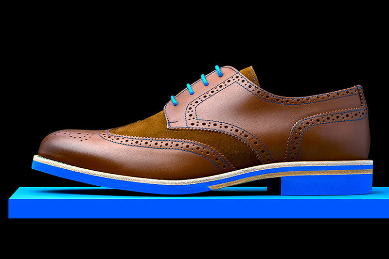 Oxford Shoe Brown with Blue Sole