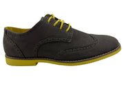 Mens Grey and Yellow Suede Wingtip Dress Shoes