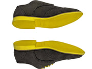 Mens Grey and Yellow Suede Wingtip Dress Shoes