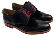 Mens Black and Red Leather Wingtip Dress Shoes