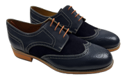 Mens Blue and Orange Leather Wingtip Dress Shoes