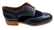 Mens Blue and Orange Leather Wingtip Dress Shoes