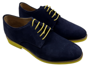 Mens Blue and Yellow Suede Wingtip Dress Shoes