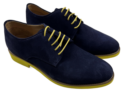 Mens Blue and Yellow Suede Wingtip Dress Shoes