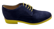 Mens Blue and Yellow Suede Wingtip Dress Shoes