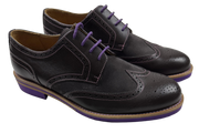 Mens Brown and Purple Leather Wingtip Dress Shoes