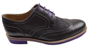 Mens Brown and Purple Leather Wingtip Dress Shoes