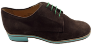 Mens Brown and Turquoise Suede Wingtip Dress Shoes