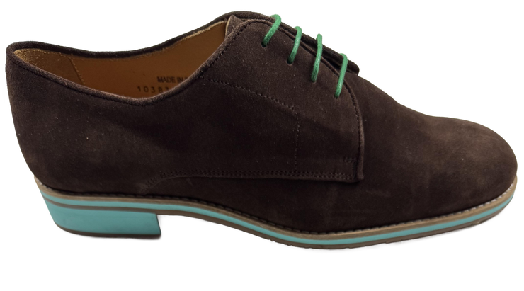 Mens Brown and Turquoise Suede Wingtip Dress Shoes