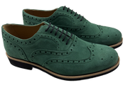 Mens Green Suede Wingtip Dress Shoes