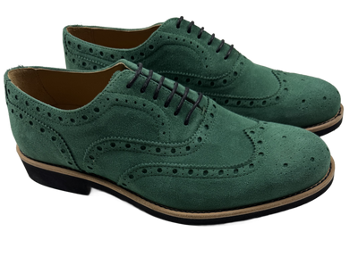 Mens Green Suede Wingtip Dress Shoes