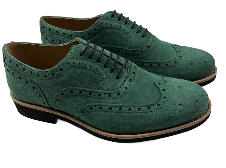 Mens Green Suede Wingtip Dress Shoes