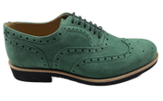 Mens Green Suede Wingtip Dress Shoes