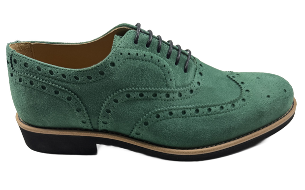 Mens Green Suede Wingtip Dress Shoes