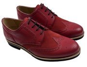 Mens Red Leather Wingtip Dress Shoes