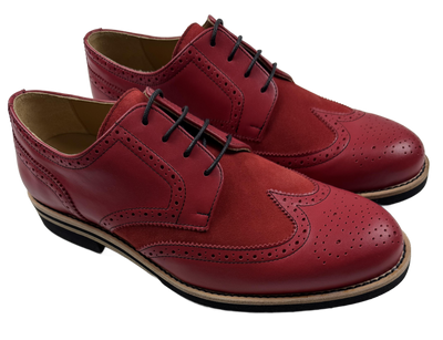 Mens Red Leather Wingtip Dress Shoes