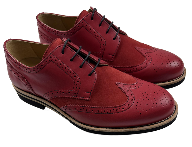 Mens Red Leather Wingtip Dress Shoes