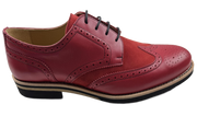 Mens Red Leather Wingtip Dress Shoes