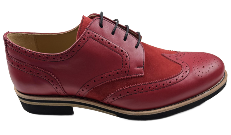 Mens Red Leather Wingtip Dress Shoes