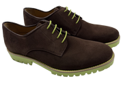 Mens Brown & Light Green Derby Dress Shoes