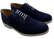 Mens Navy and Grey Suede Wingtip Dress Shoes