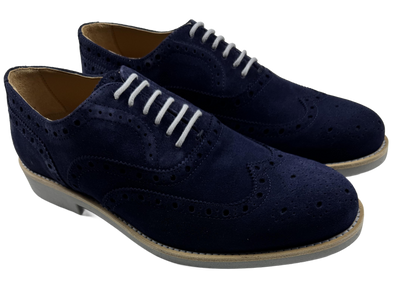 Mens Navy and Grey Suede Wingtip Dress Shoes