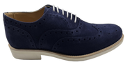 Mens Navy Blue and White Suede Wingtip Dress Shoes