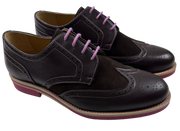 Mens Brown and Purple Leather Wingtip Dress Shoes