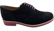 Mens Black and Pink Suede Wingtip Dress Shoes