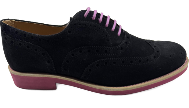 Mens Black and Pink Suede Wingtip Dress Shoes