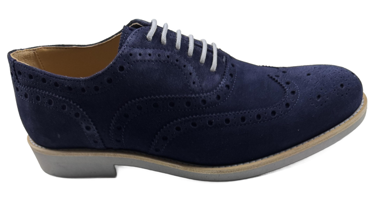 Mens Navy and Grey Suede Wingtip Dress Shoes