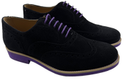 Mens Black and Purple Suede Wingtip Dress Shoes