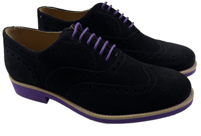 Mens Black and Purple Suede Wingtip Dress Shoes