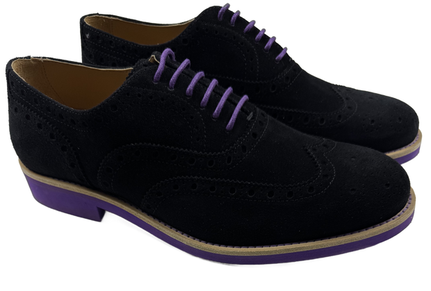 Mens Black and Purple Suede Wingtip Dress Shoes