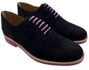 Mens Black and Pink Suede Wingtip Dress Shoes