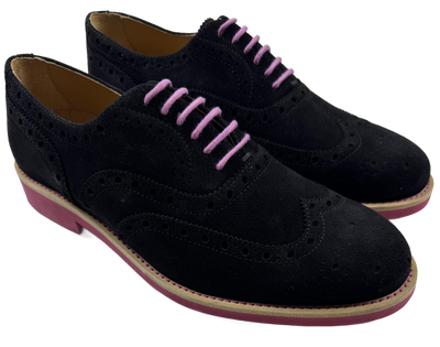 Mens Black and Pink Suede Wingtip Dress Shoes