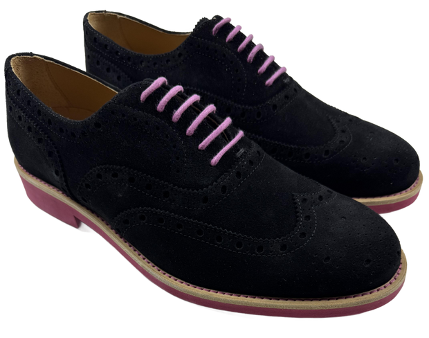 Mens Black and Pink Suede Wingtip Dress Shoes