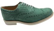 Mens Green and White Suede Wingtip Dress Shoes