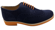 Mens Blue and Orange Suede Wingtip Dress Shoes