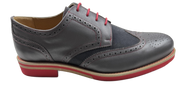 Mens Grey and Red Leather Wingtip Dress Shoes