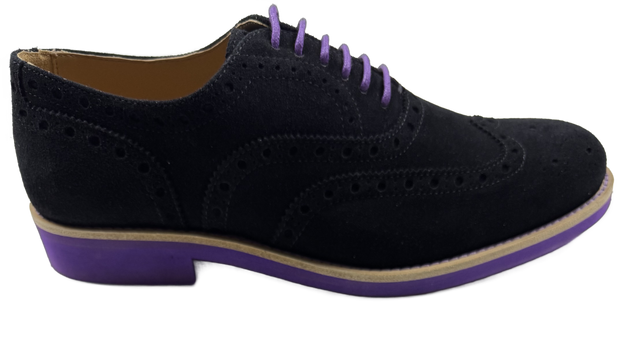 Mens Black and Purple Suede Wingtip Dress Shoes