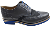 Mens Grey and Blue Leather Wingtip Dress Shoes