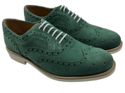 Mens Green and White Suede Wingtip Dress Shoes