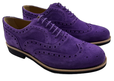 Mens Purple Suede Wingtip Dress Shoes