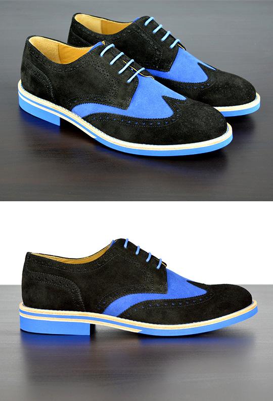 Mens blue hot sale suede wingtip shoes