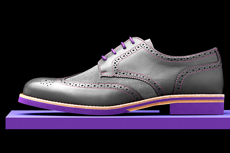 grey dress purple shoes Mens & Leather Wingtip ribbons