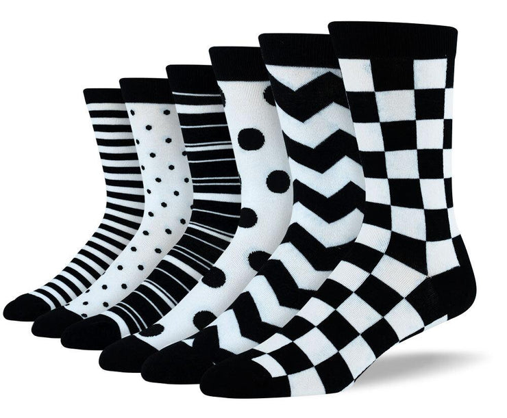 Men's Wedding Black & White Sock Bundle - 6 Pair